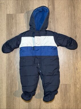 Faded Glory Navy & Royal Blue Baby Snowsuit